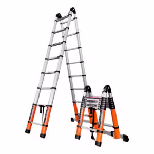 Red Dual Telescopic Ladder With Hinge